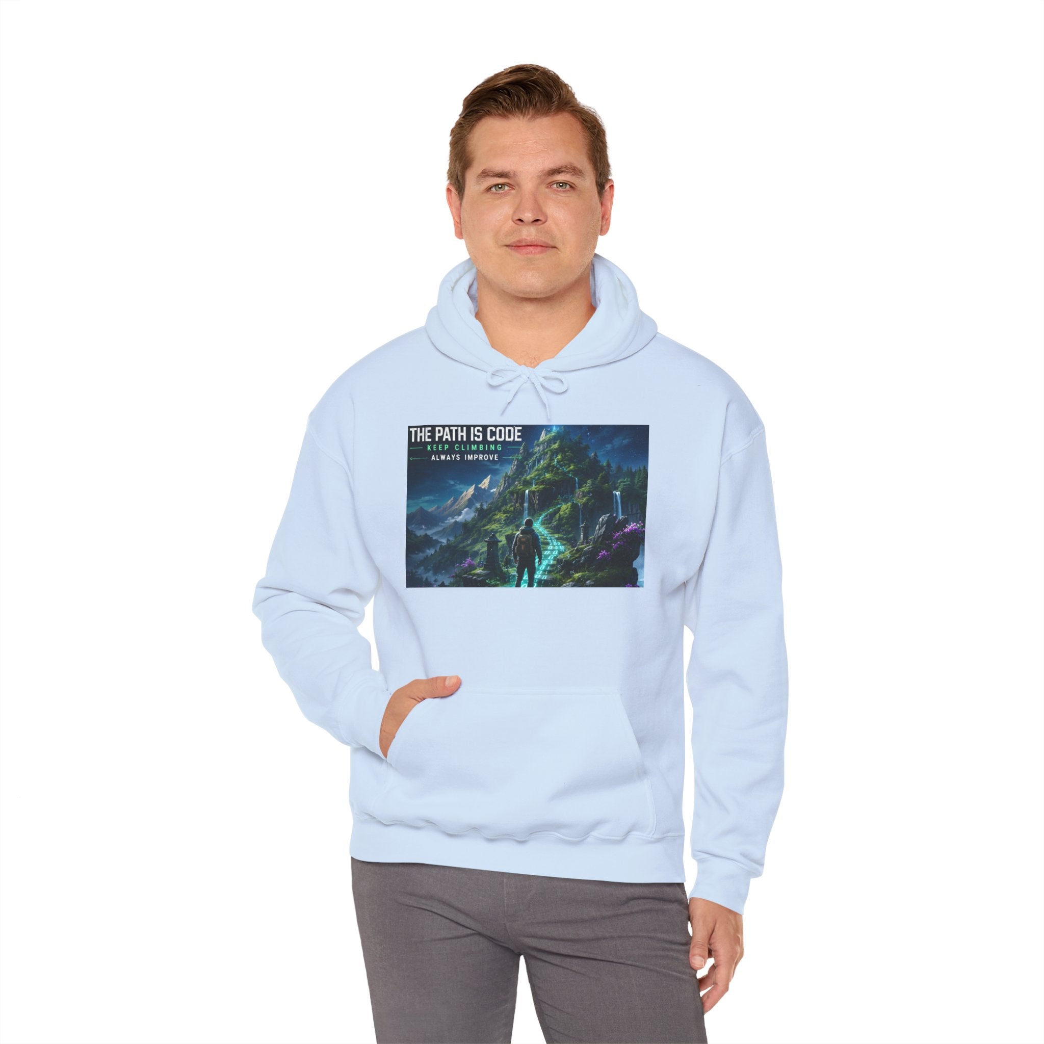 "The Path Is Code" Motivational Programming Mountaintop Pathway Graphic Design Hoodie