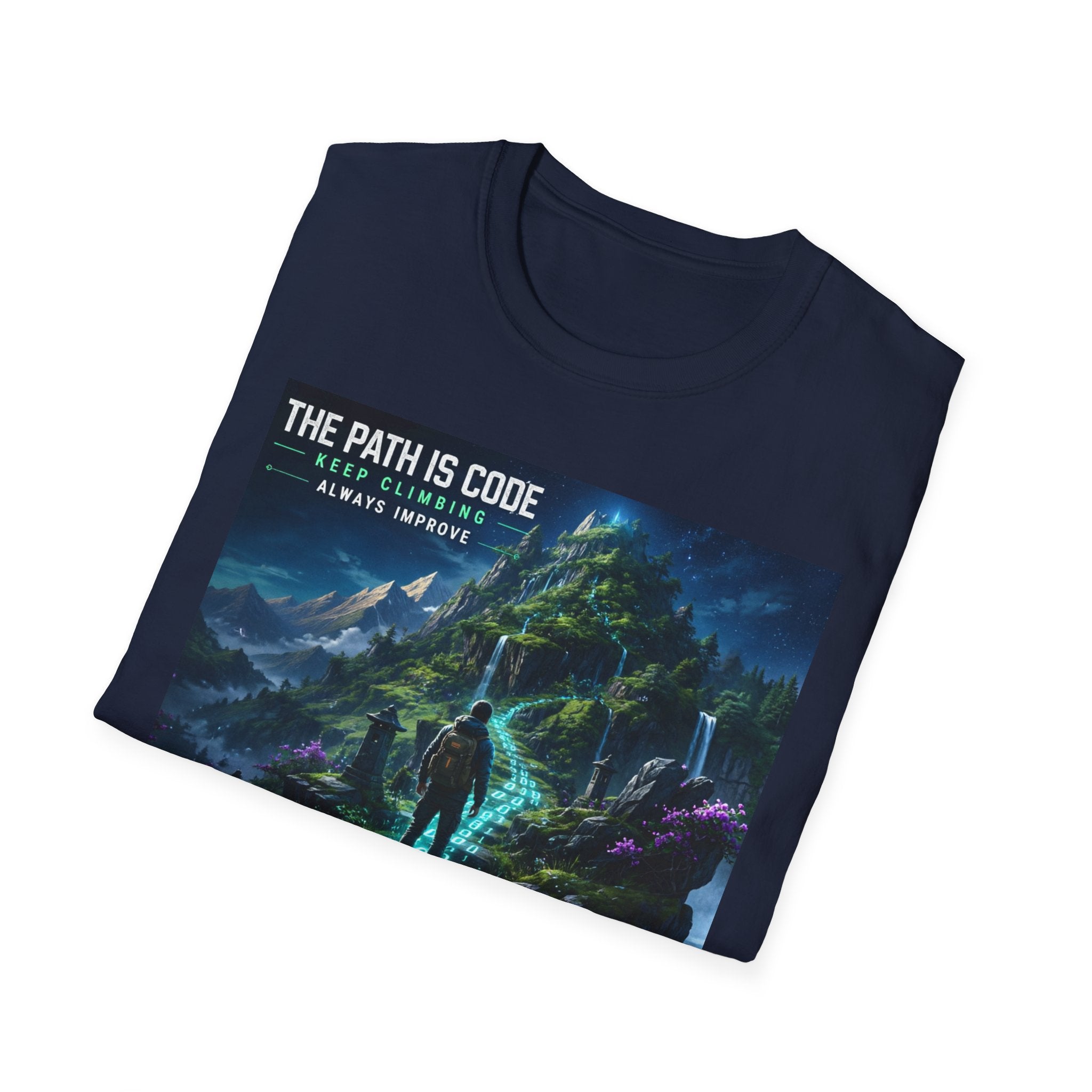 "The Path Is Code" Motivational Programming Mountaintop Pathway Graphic Design T-Shirt