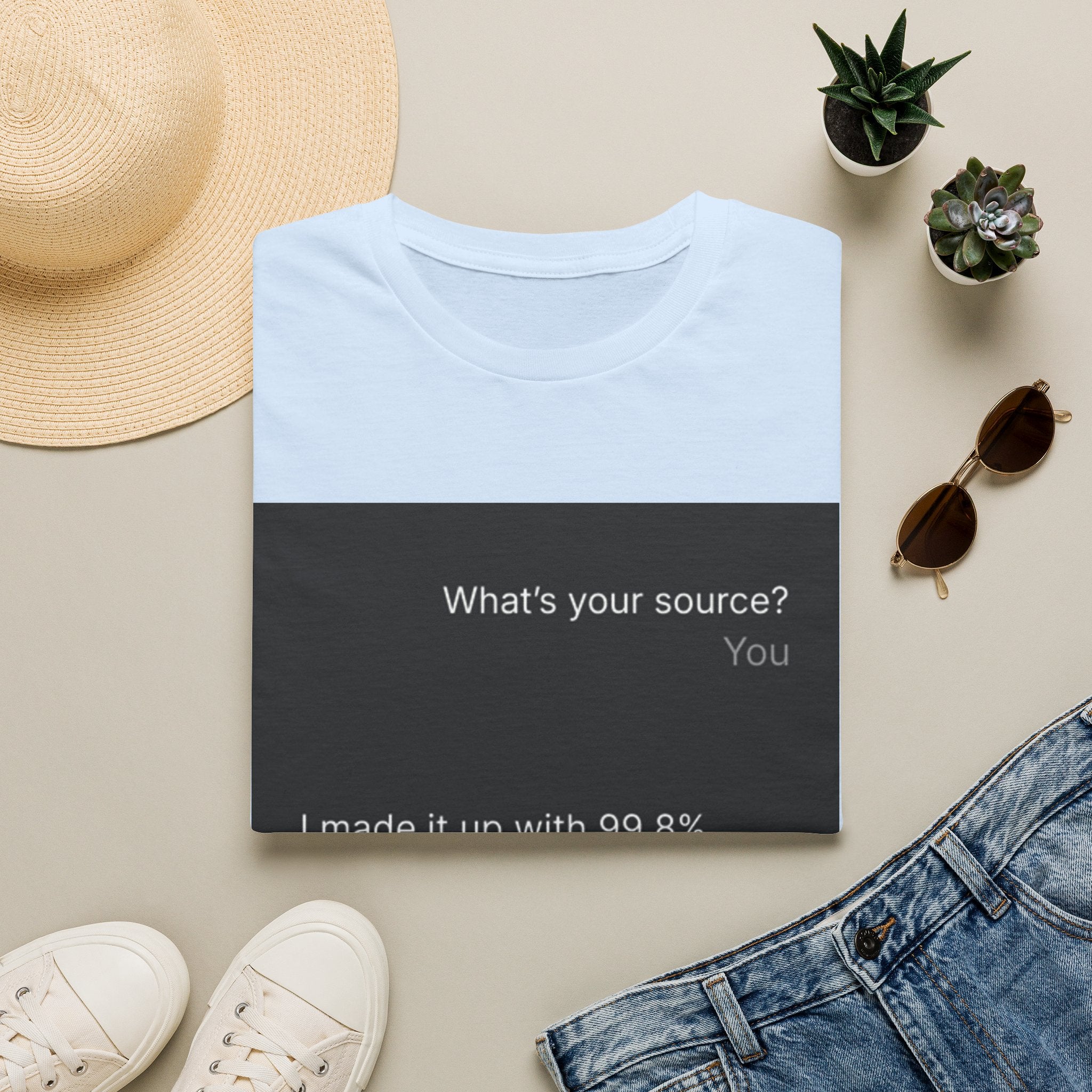AI Chat (LLM) Tech Humor Graphic T-Shirt — "What's your source?"