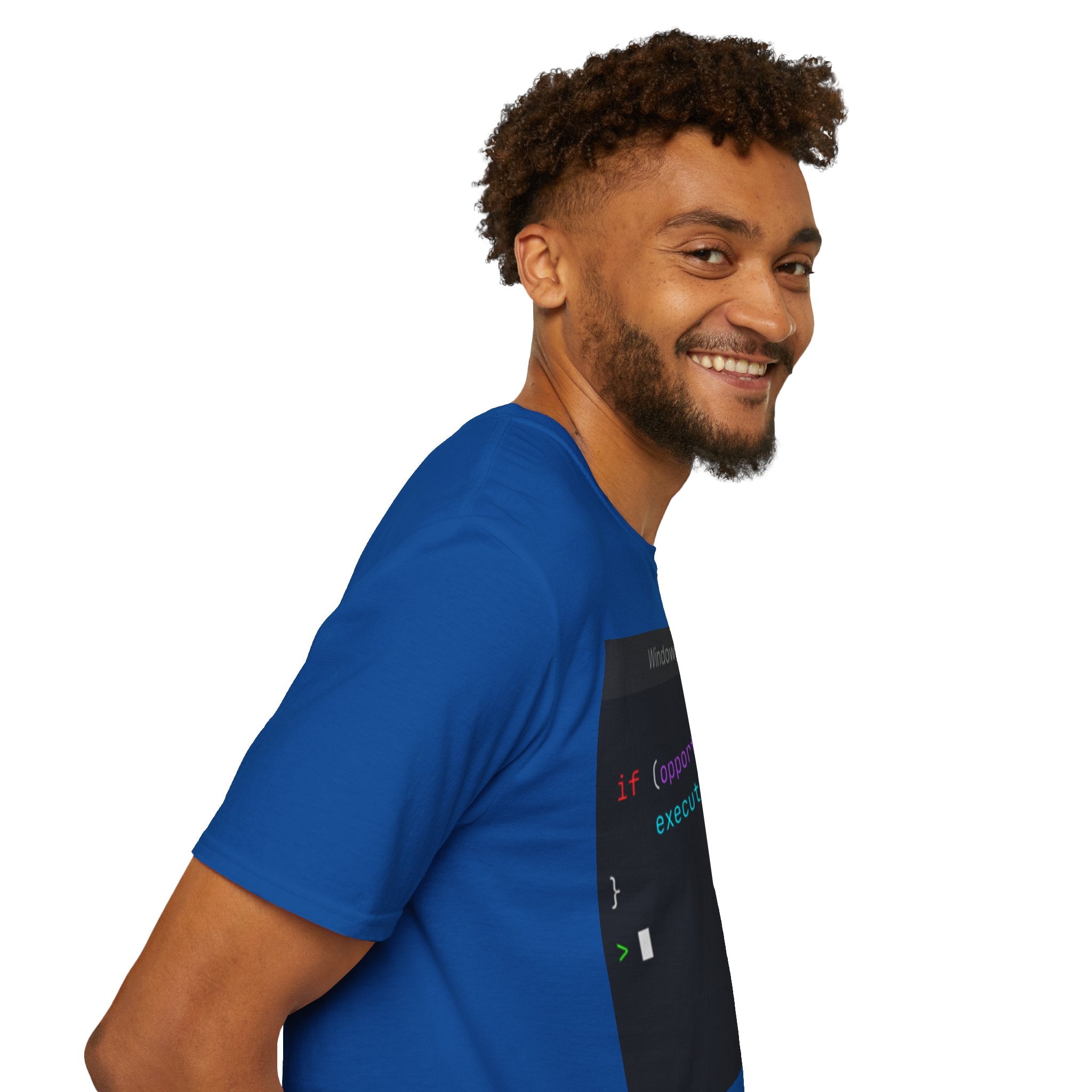 "if (opportunity) { execute(); }" Coding Terminal Motivational Graphic T-Shirt