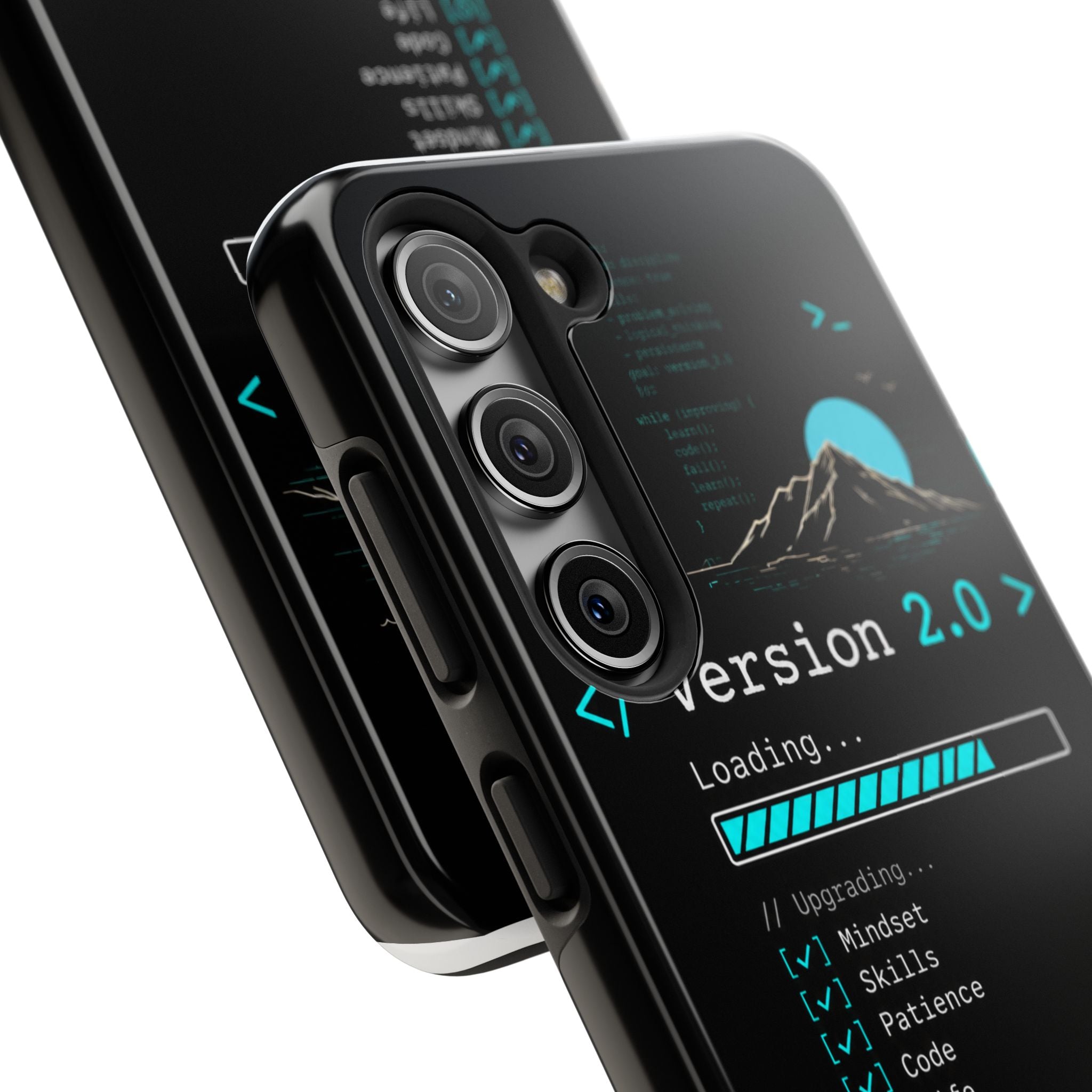 "< Version 2.0 >" Motivational Programmer Coding Graphic Design Tough Phone Case