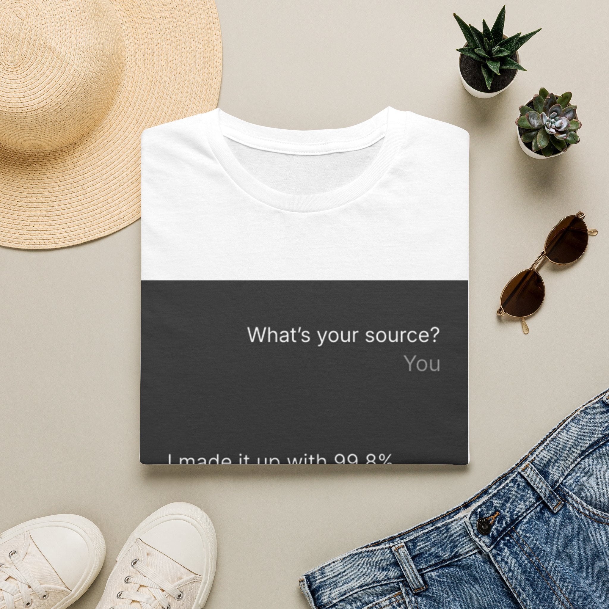 AI Chat (LLM) Tech Humor Graphic T-Shirt — "What's your source?"