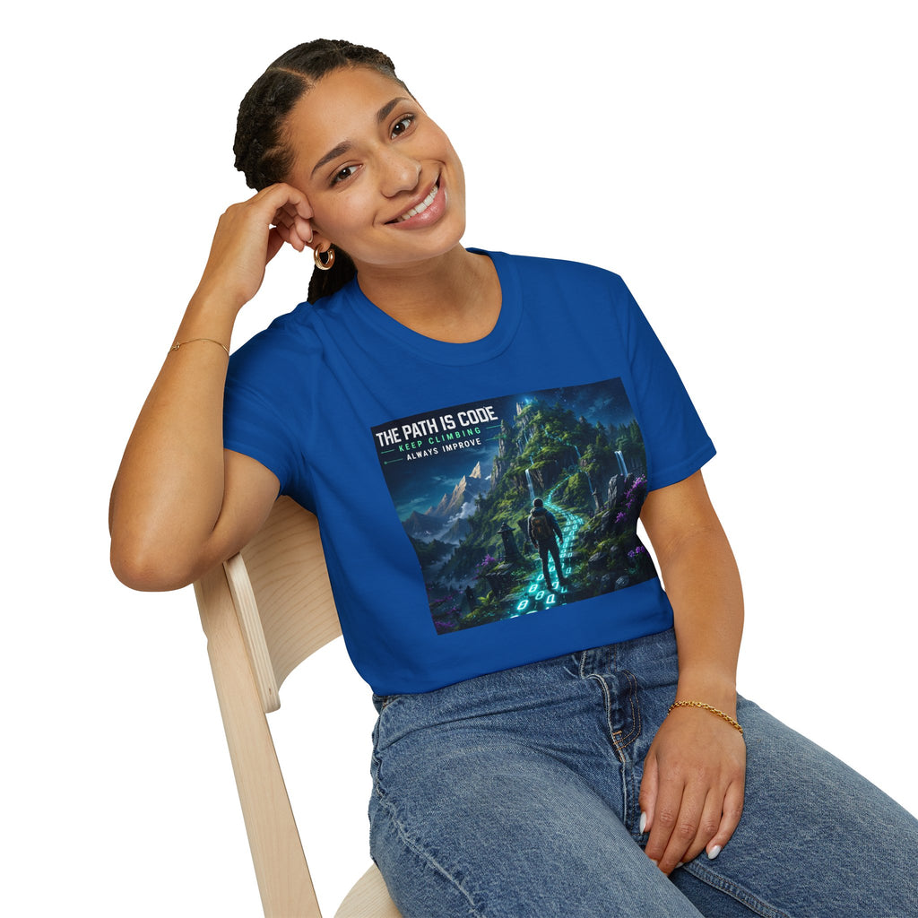 "The Path Is Code" Motivational Programming Mountaintop Pathway Graphic Design T-Shirt