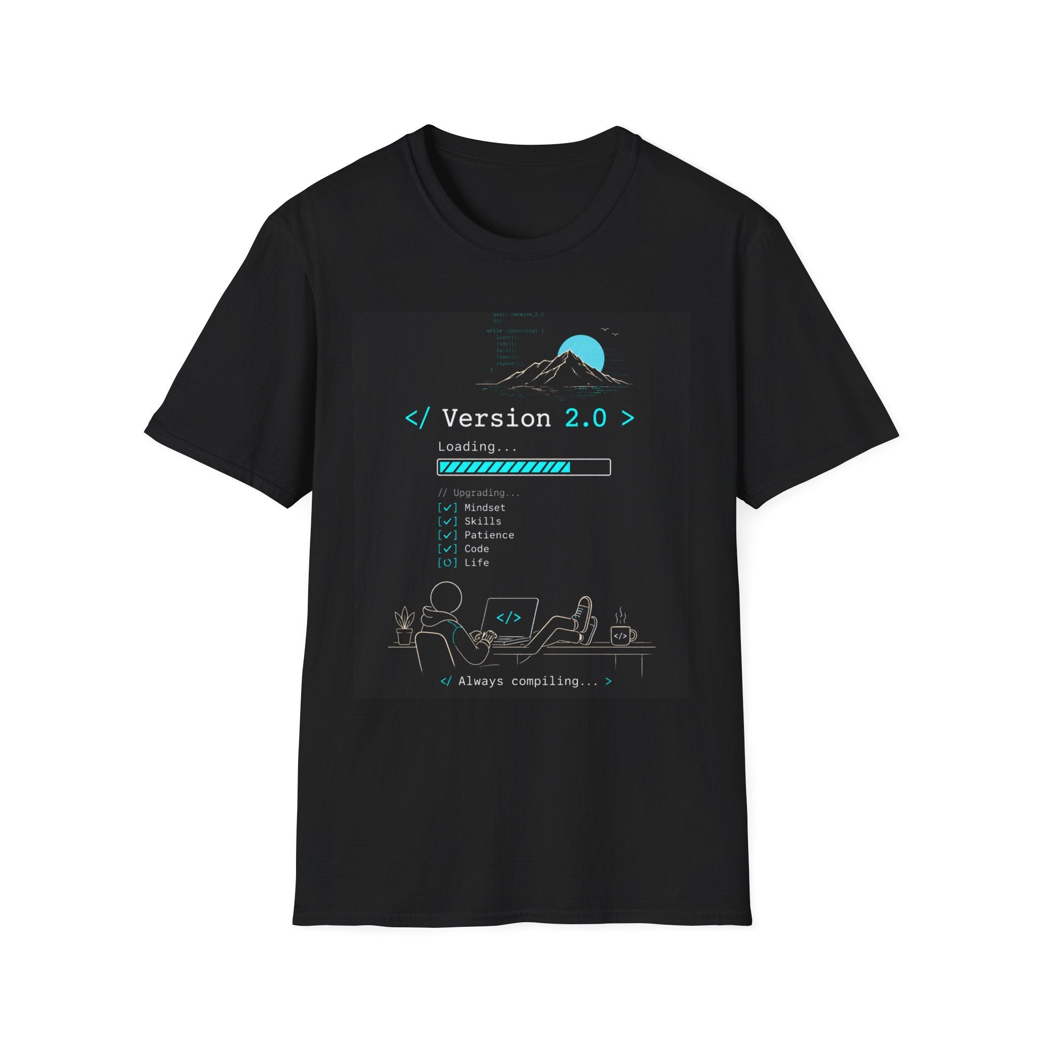 "Version 2.0" Motivational Programmer Coding Graphic Design T-Shirt