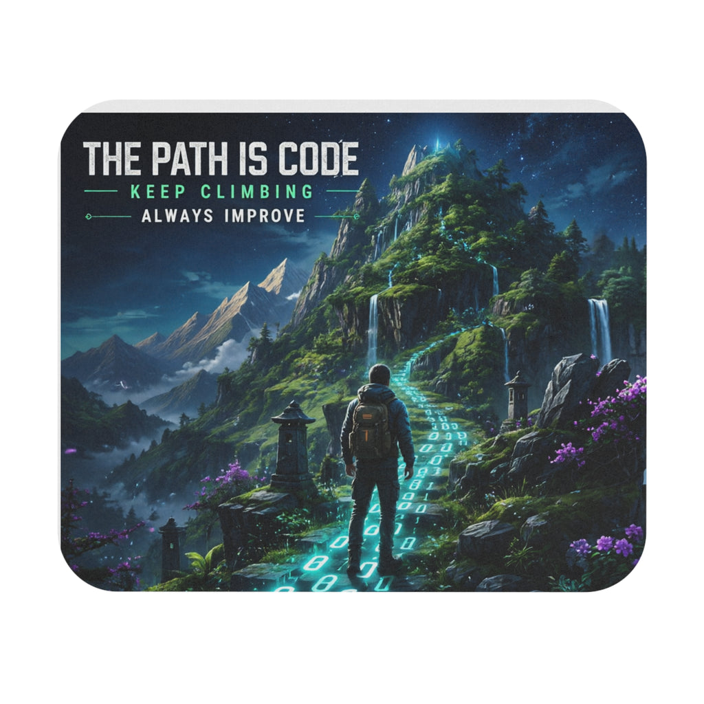 "The Path Is Code" Motivational Programming Mountaintop Scenic Pathway Graphic Design Mouse Pad