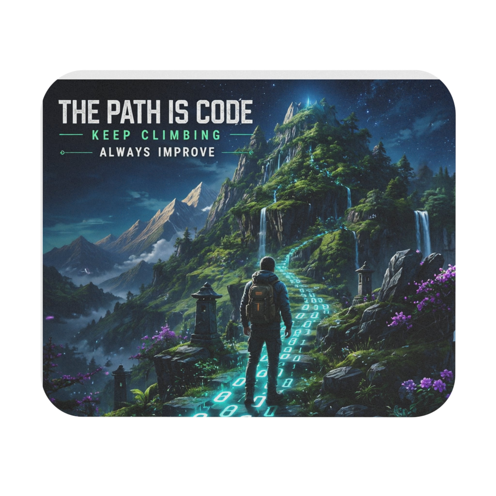 "The Path Is Code" Motivational Programming Mountaintop Scenic Pathway Graphic Design Mouse Pad