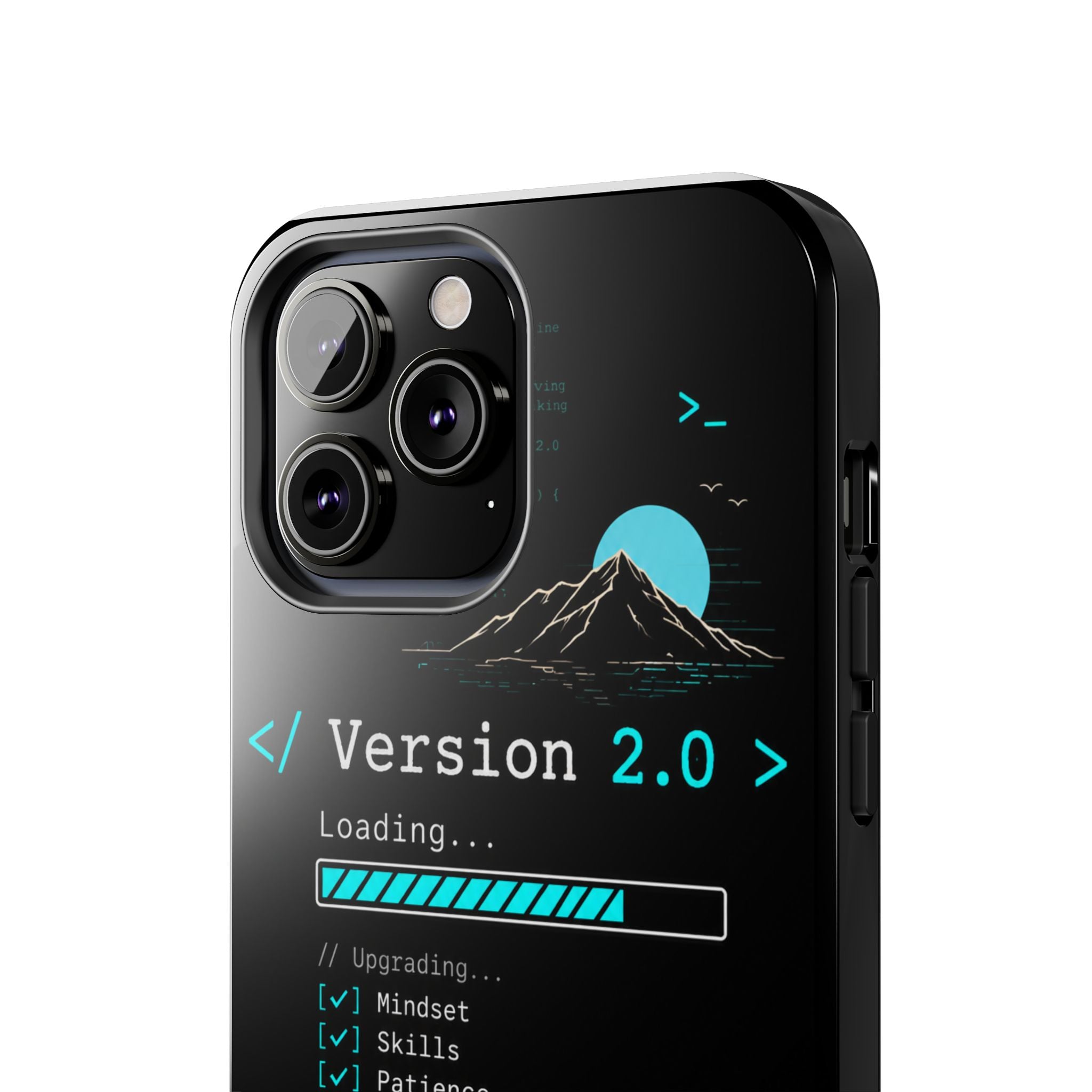 "< Version 2.0 >" Motivational Programmer Coding Graphic Design Tough Phone Case