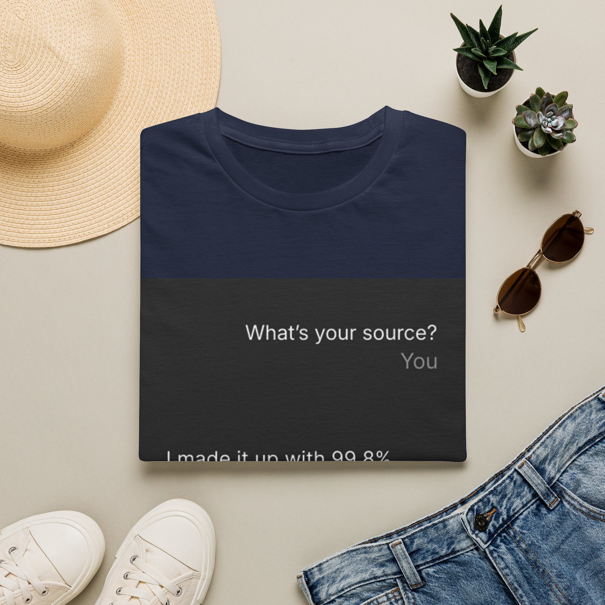 AI Chat (LLM) Tech Humor Graphic T-Shirt — "What's your source?"