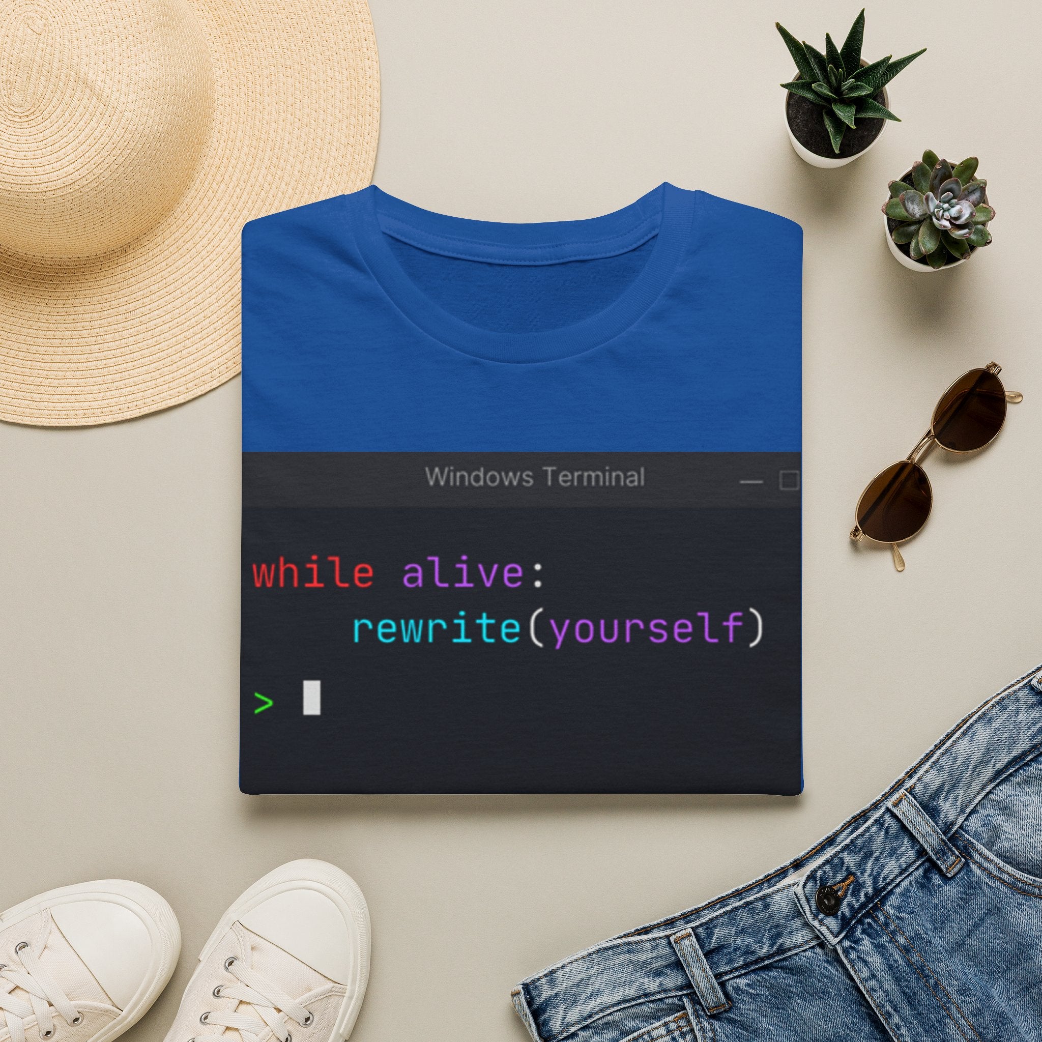“while alive: rewrite(yourself)” Coding Terminal Motivational Graphic T-Shirt