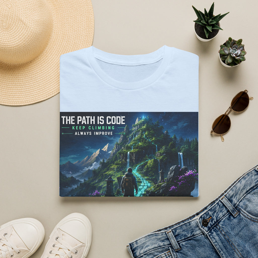 "The Path Is Code" Motivational Programming Mountaintop Pathway Graphic Design T-Shirt