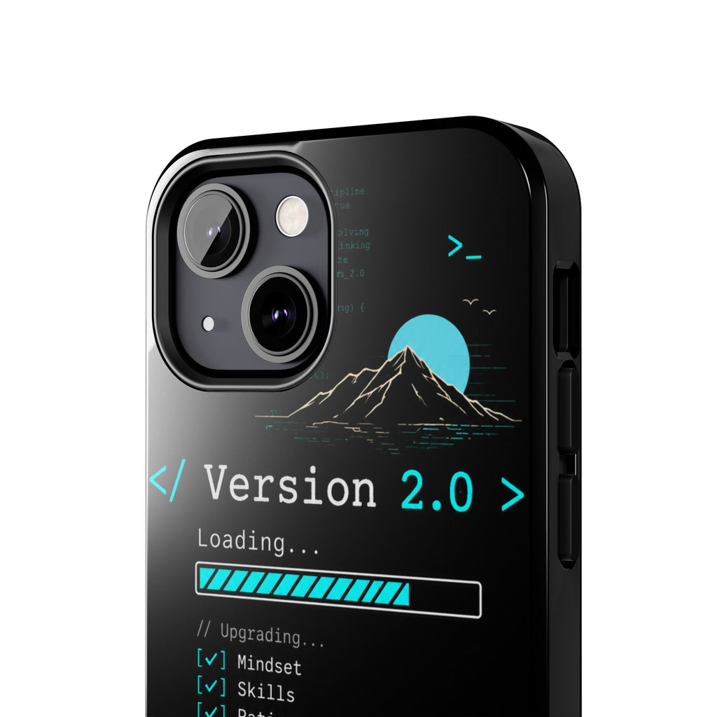 "< Version 2.0 >" Motivational Programmer Coding Graphic Design Tough Phone Case