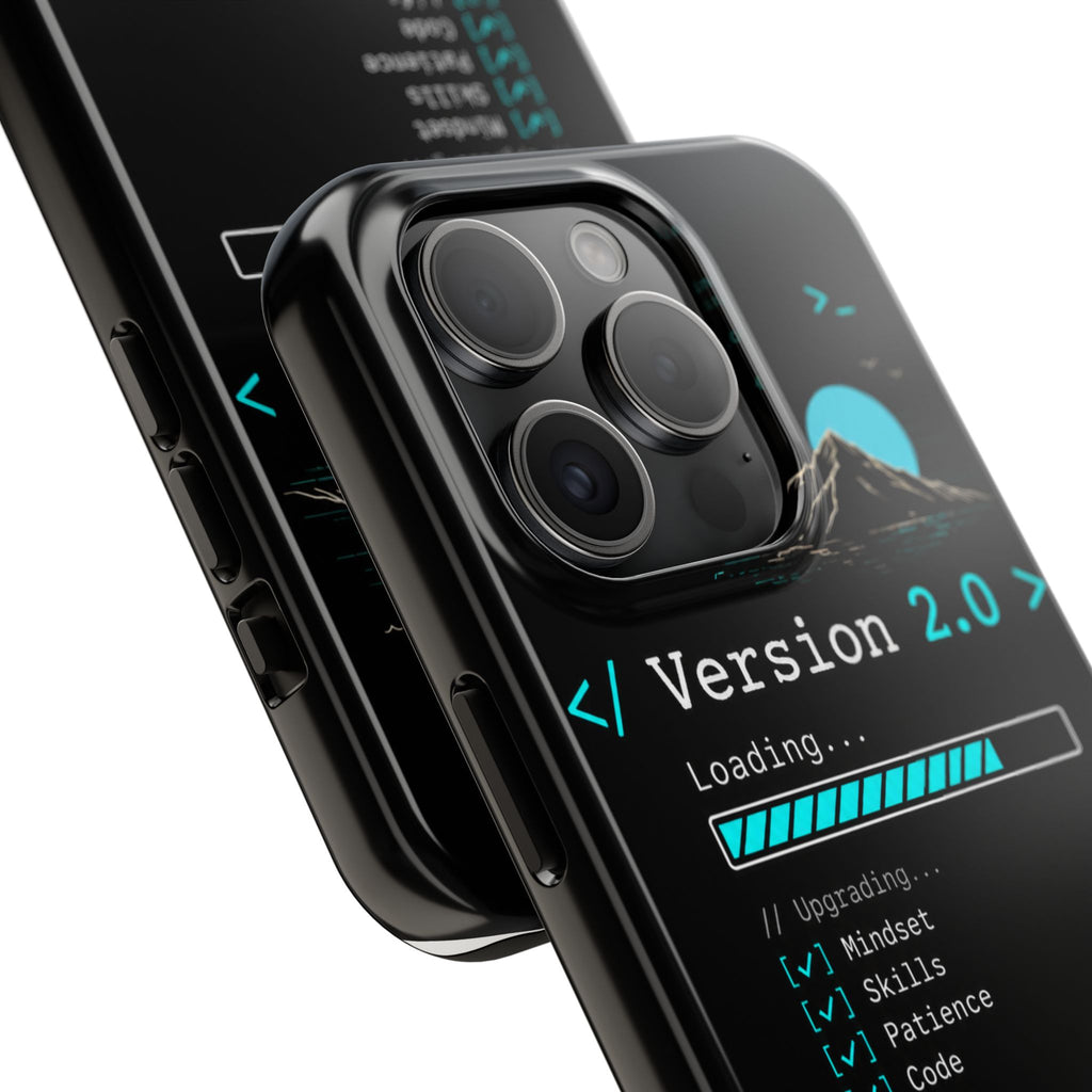 "< Version 2.0 >" Motivational Programmer Coding Graphic Design Tough Phone Case