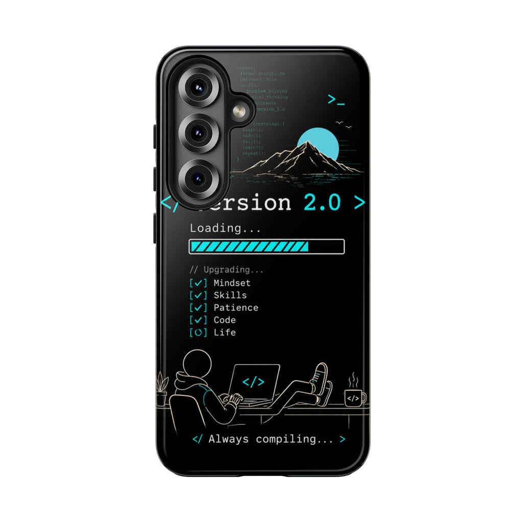"< Version 2.0 >" Motivational Programmer Coding Graphic Design Tough Phone Case