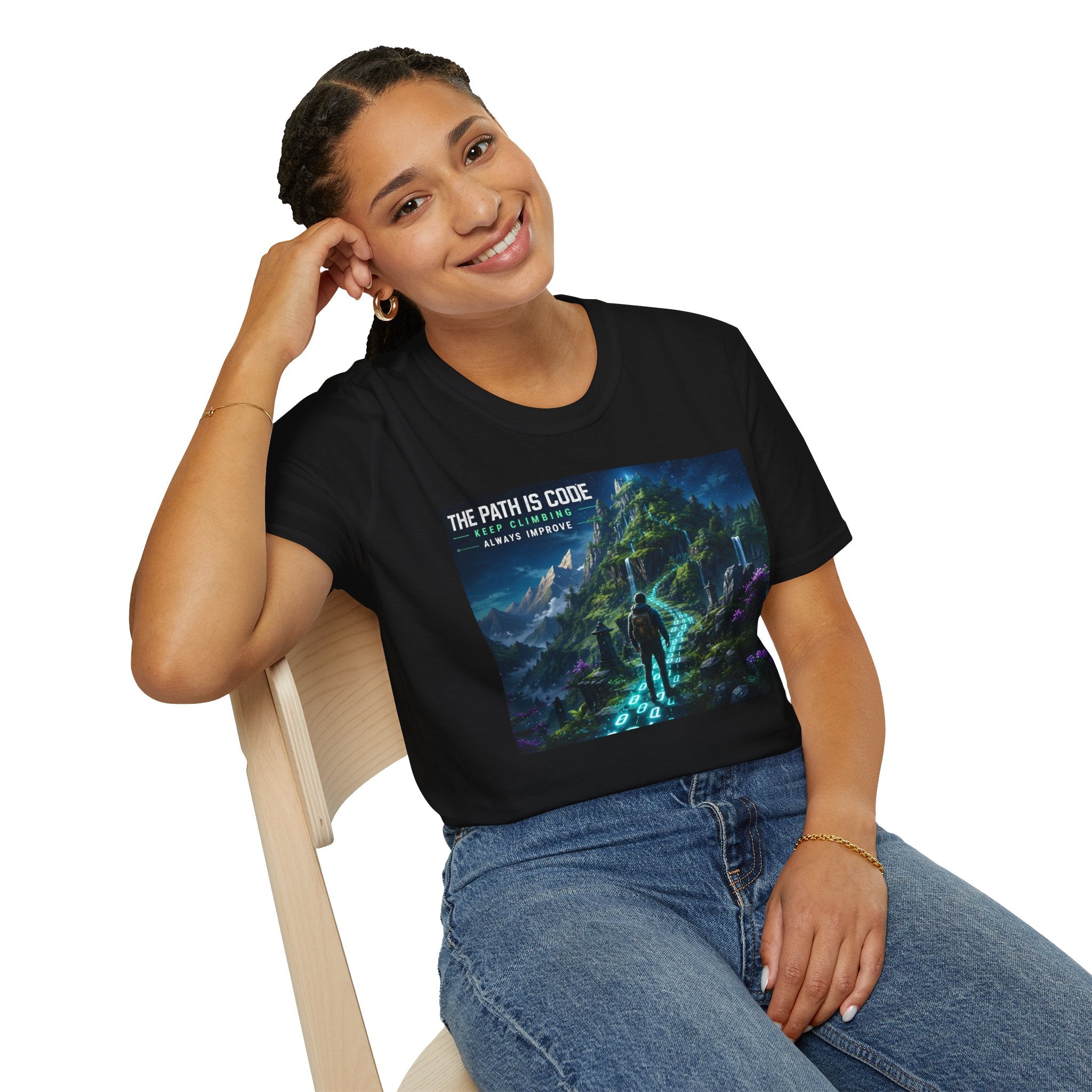 "The Path Is Code" Motivational Programming Mountaintop Pathway Graphic Design T-Shirt
