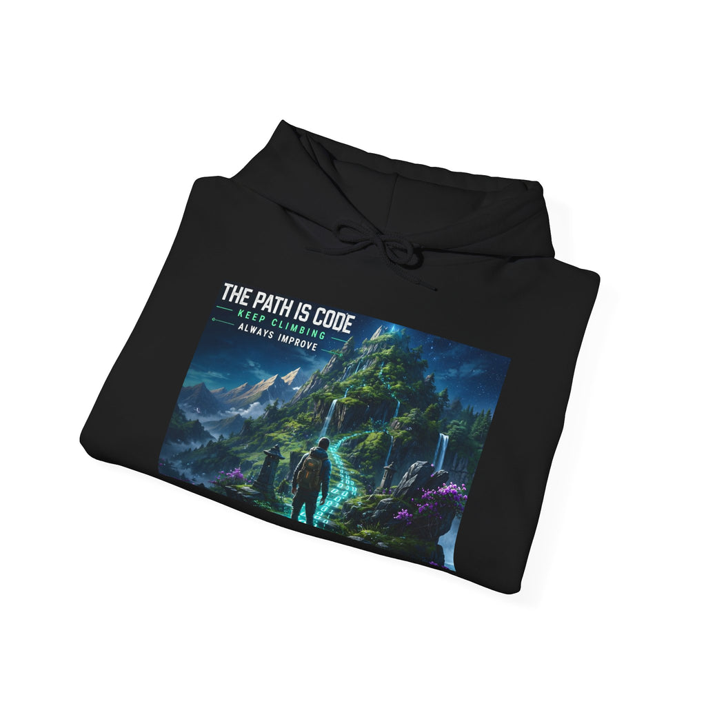 "The Path Is Code" Motivational Programming Mountaintop Pathway Graphic Design Hoodie