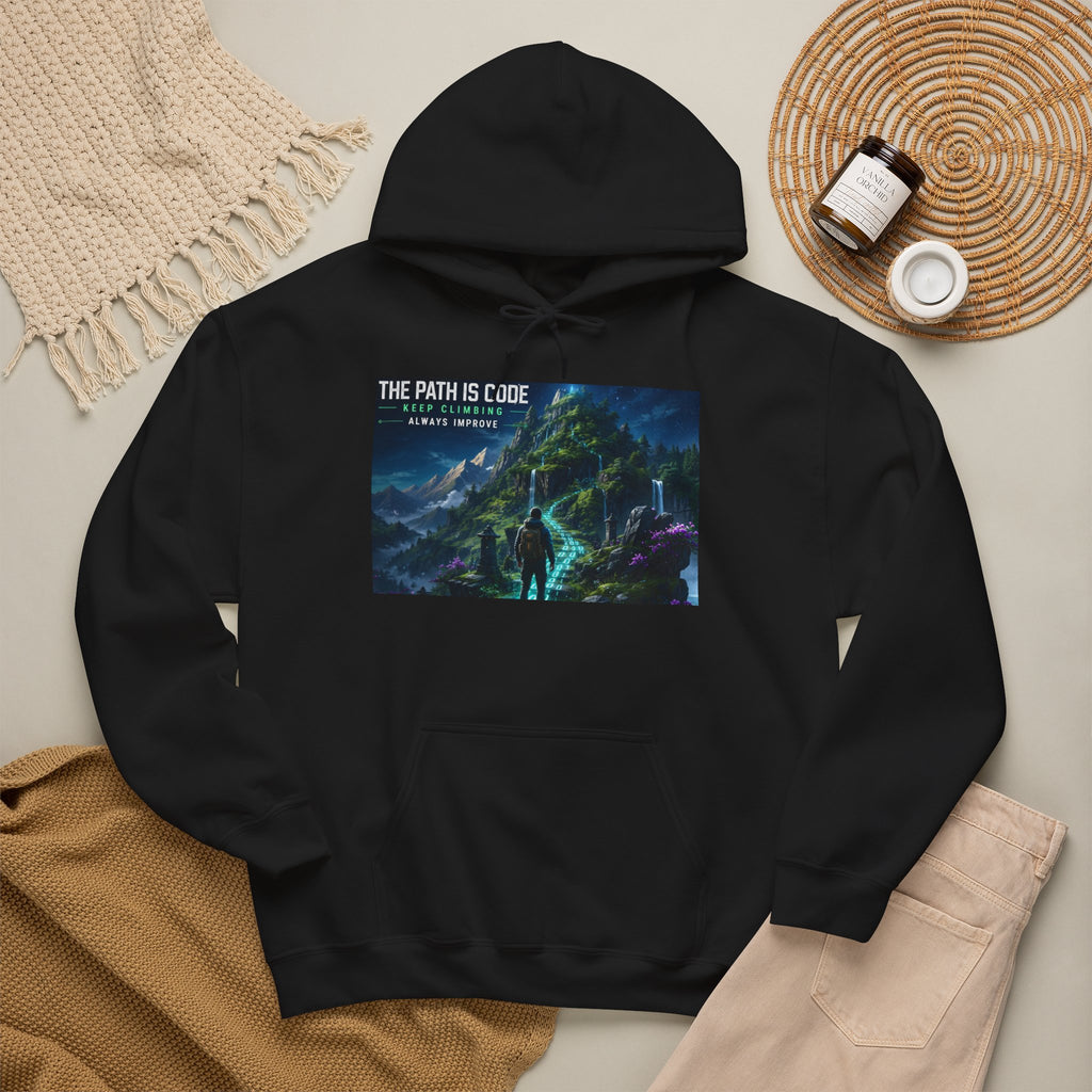 "The Path Is Code" Motivational Programming Mountaintop Pathway Graphic Design Hoodie