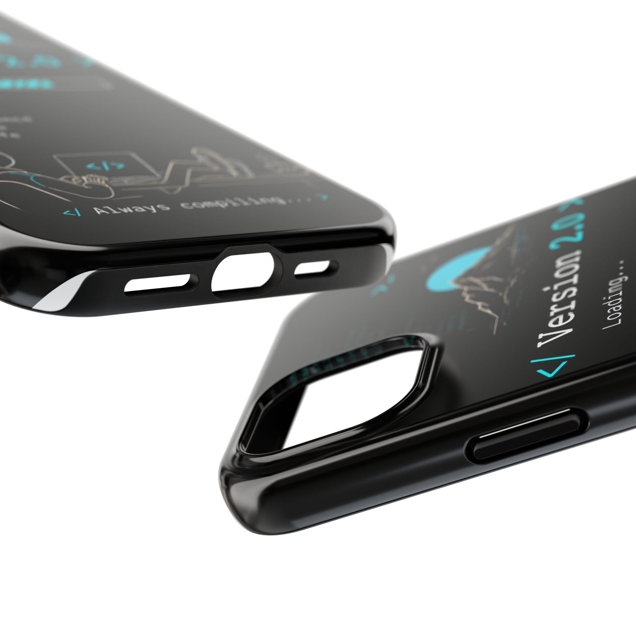 "< Version 2.0 >" Motivational Programmer Coding Graphic Design Tough Phone Case