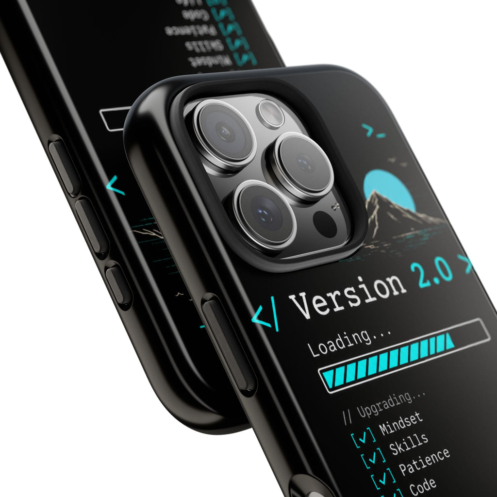 "< Version 2.0 >" Motivational Programmer Coding Graphic Design Tough Phone Case