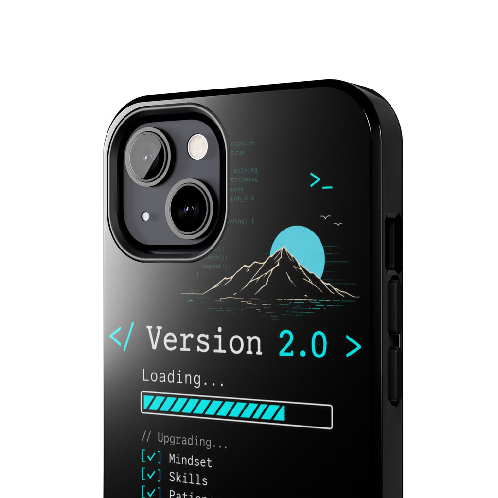 "< Version 2.0 >" Motivational Programmer Coding Graphic Design Tough Phone Case