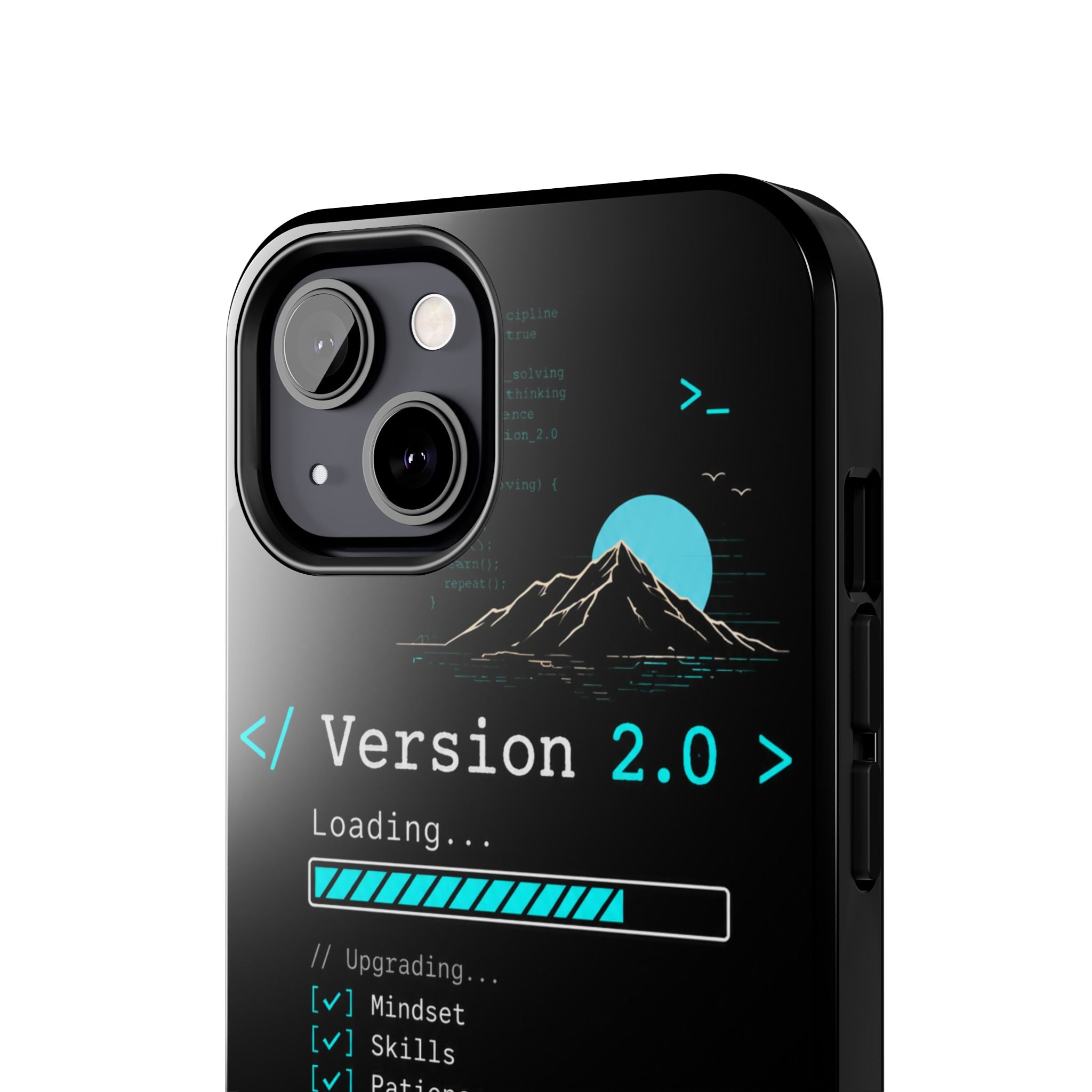 "< Version 2.0 >" Motivational Programmer Coding Graphic Design Tough Phone Case
