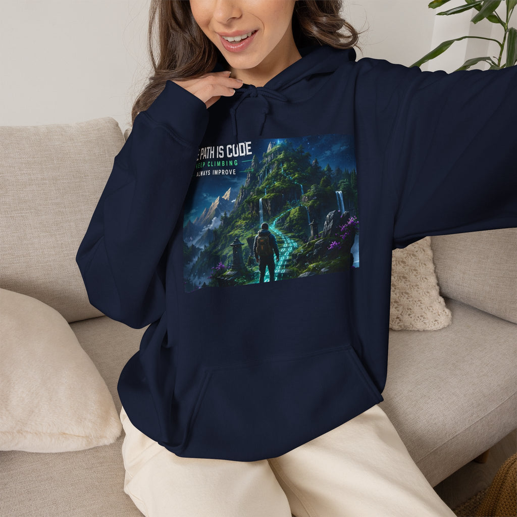 "The Path Is Code" Motivational Programming Mountaintop Pathway Graphic Design Hoodie
