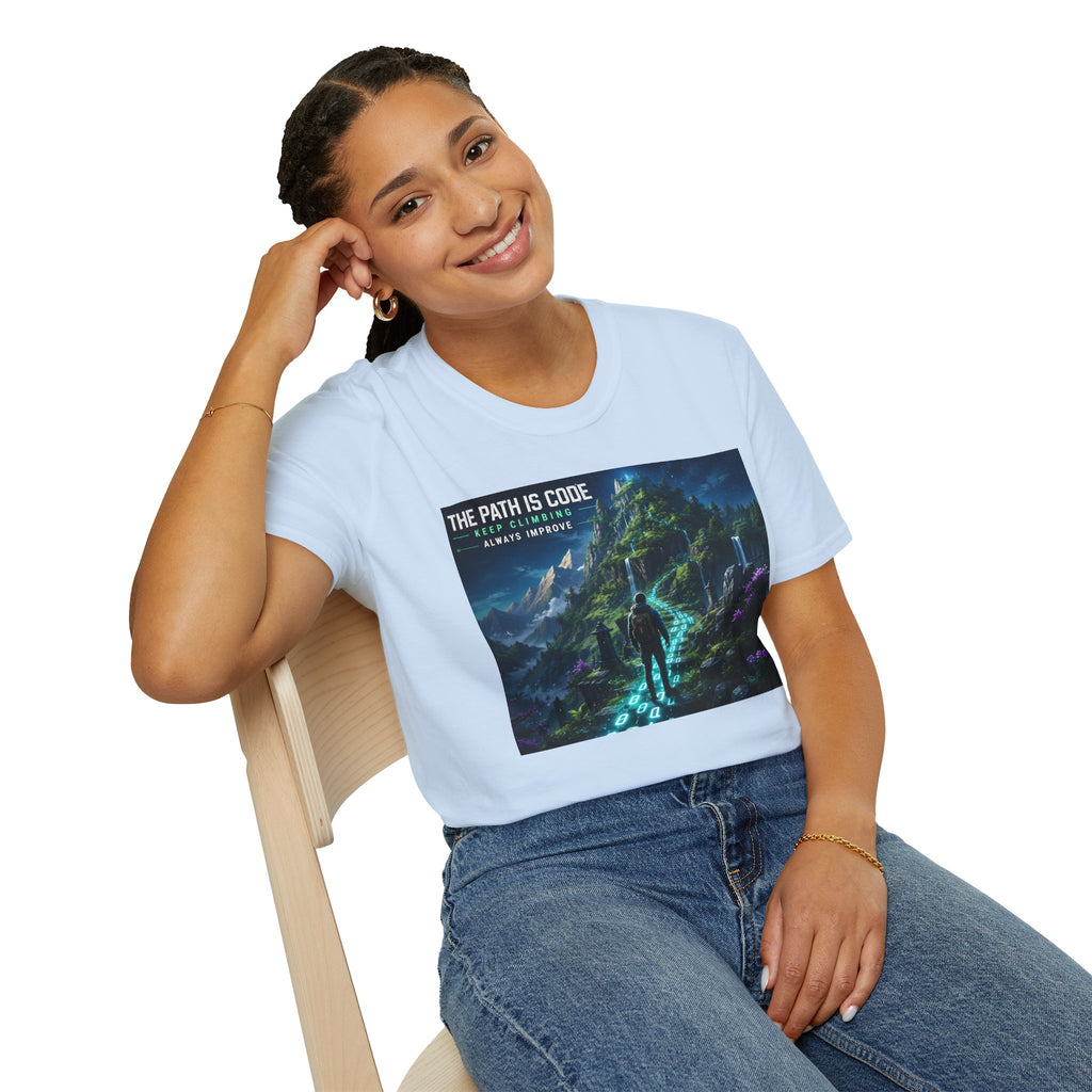 "The Path Is Code" Motivational Programming Mountaintop Pathway Graphic Design T-Shirt