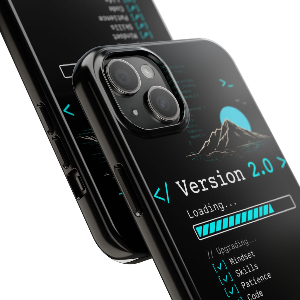 "< Version 2.0 >" Motivational Programmer Coding Graphic Design Tough Phone Case